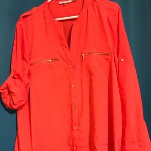 2 Calvin Klein blouses. Coral and Plum.